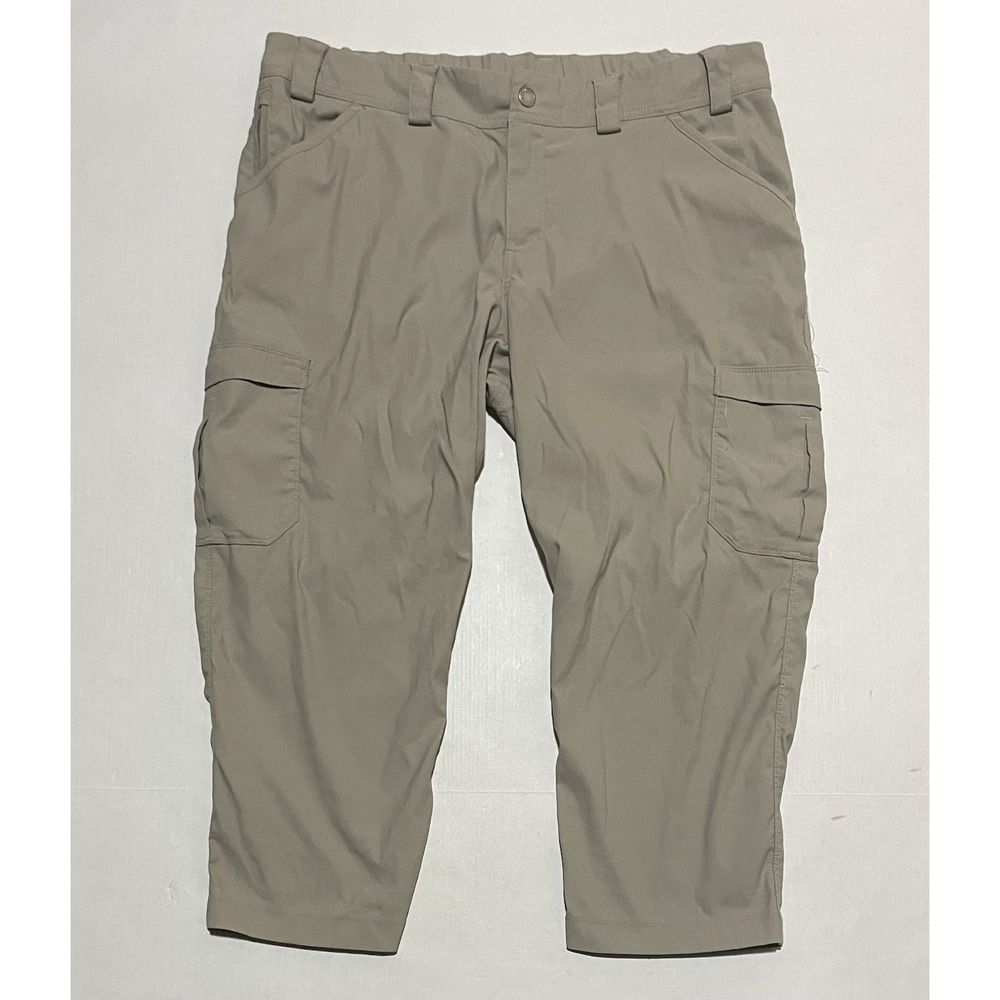 Duluth Trading Co Womens 16 X 22.5 Nylon Cargo Capri Stretch Hiking Beige Khaki